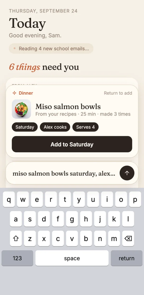 The type box turns a sentence into a dinner card