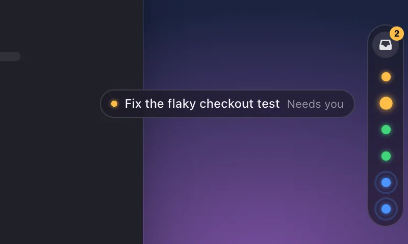 The side dots, with one thread’s title showing on hover
